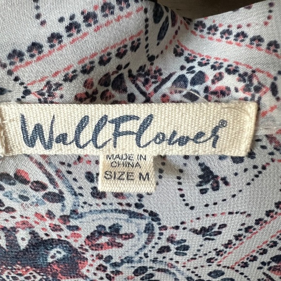 WALLFLOWER Open Front Kimono in Blue Floral Print MED - Picture 4 of 8